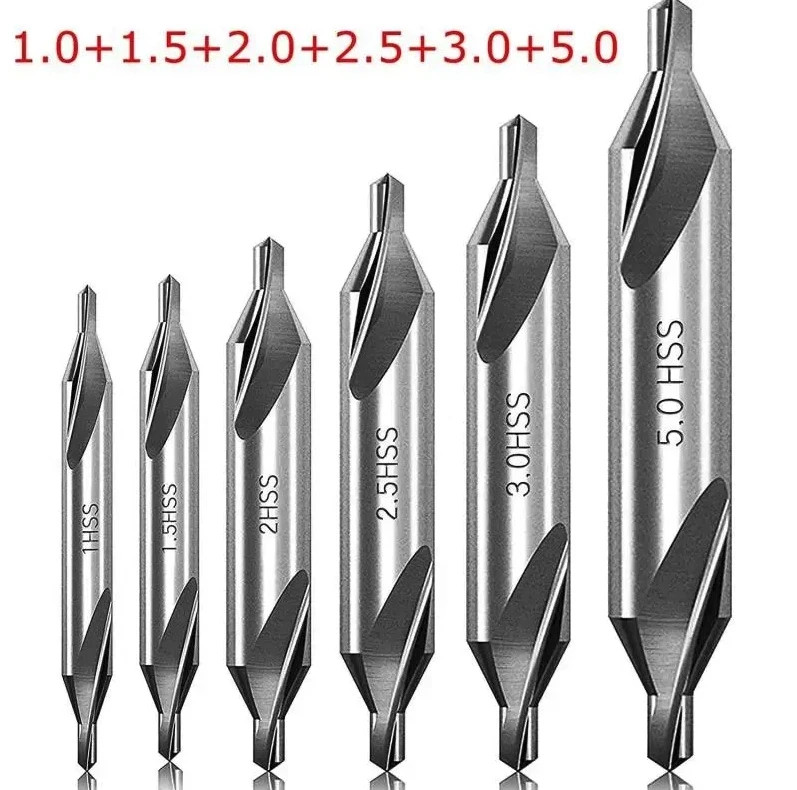 7pcs Center Drill Bits Set 60° HSS Countersink Lathe Metal Tools