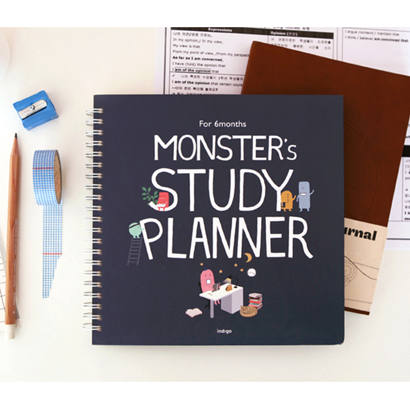 For 6 Months Monster's Study Planner Monthly Weekly Daily Academic Planner