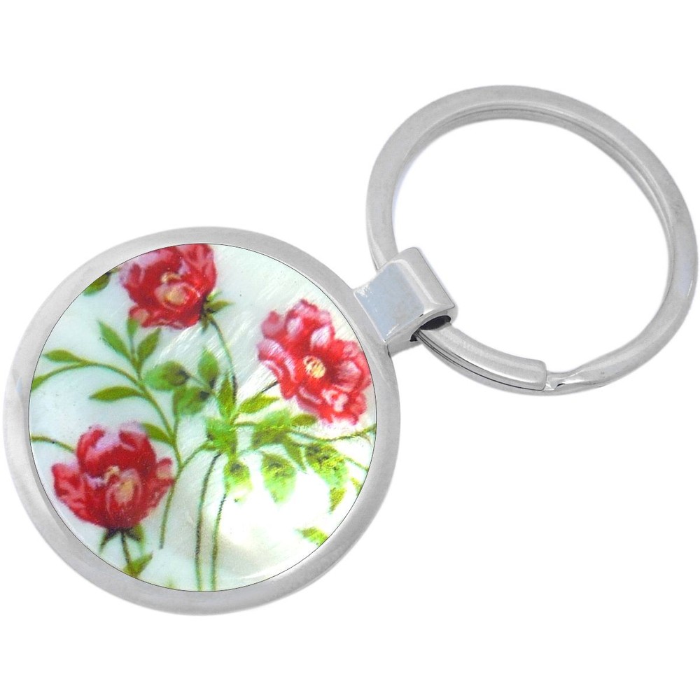 Red Roses Keychain - Includes 1.25 Inch Loop for Keys or Backpack