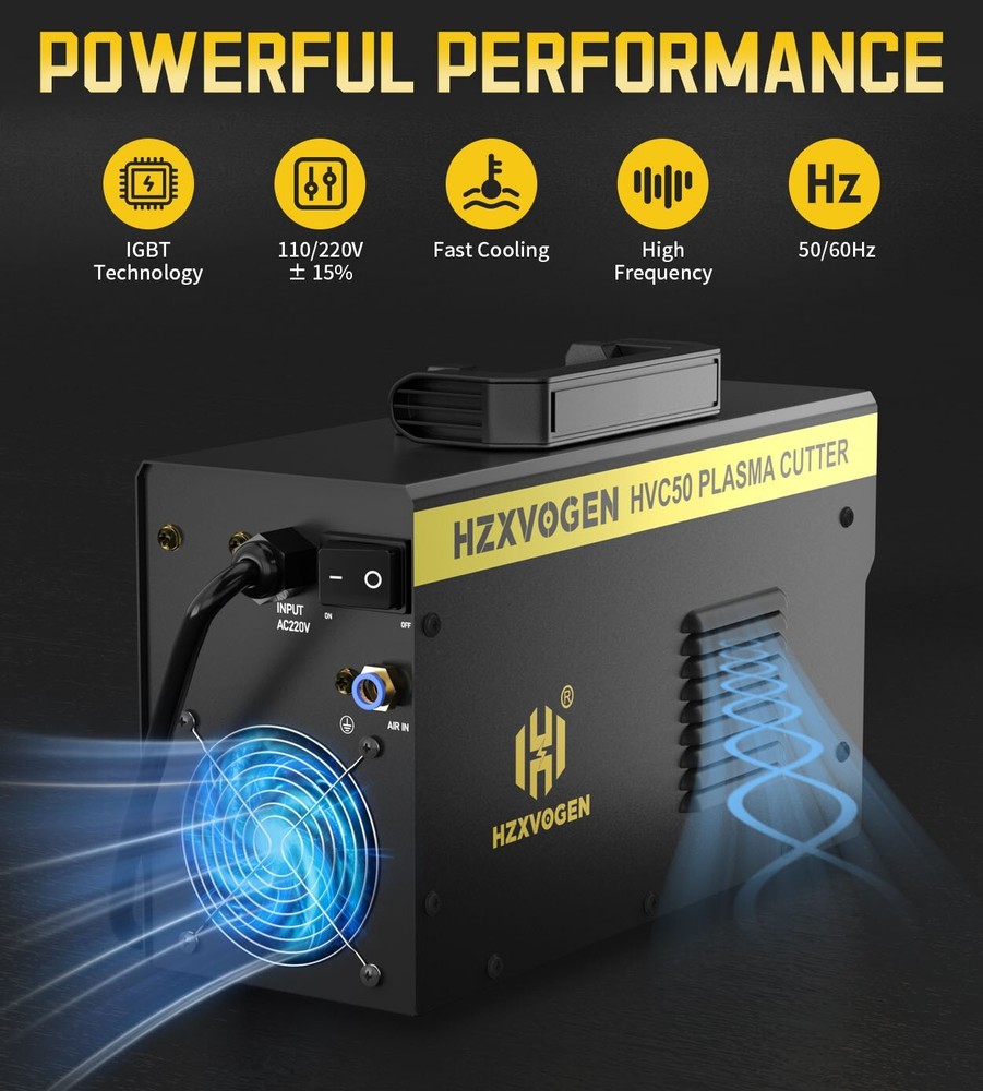 HF Touch Pilot Arc Cutting Machine Plasma Cutter with Quick Air Connector 50Amp