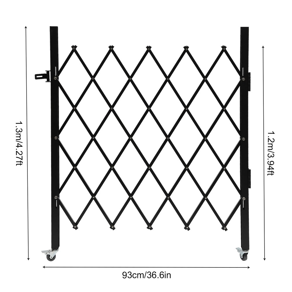 Single Folding Security Gate Rolling Barricade Doors Scissor Gate with Padlock