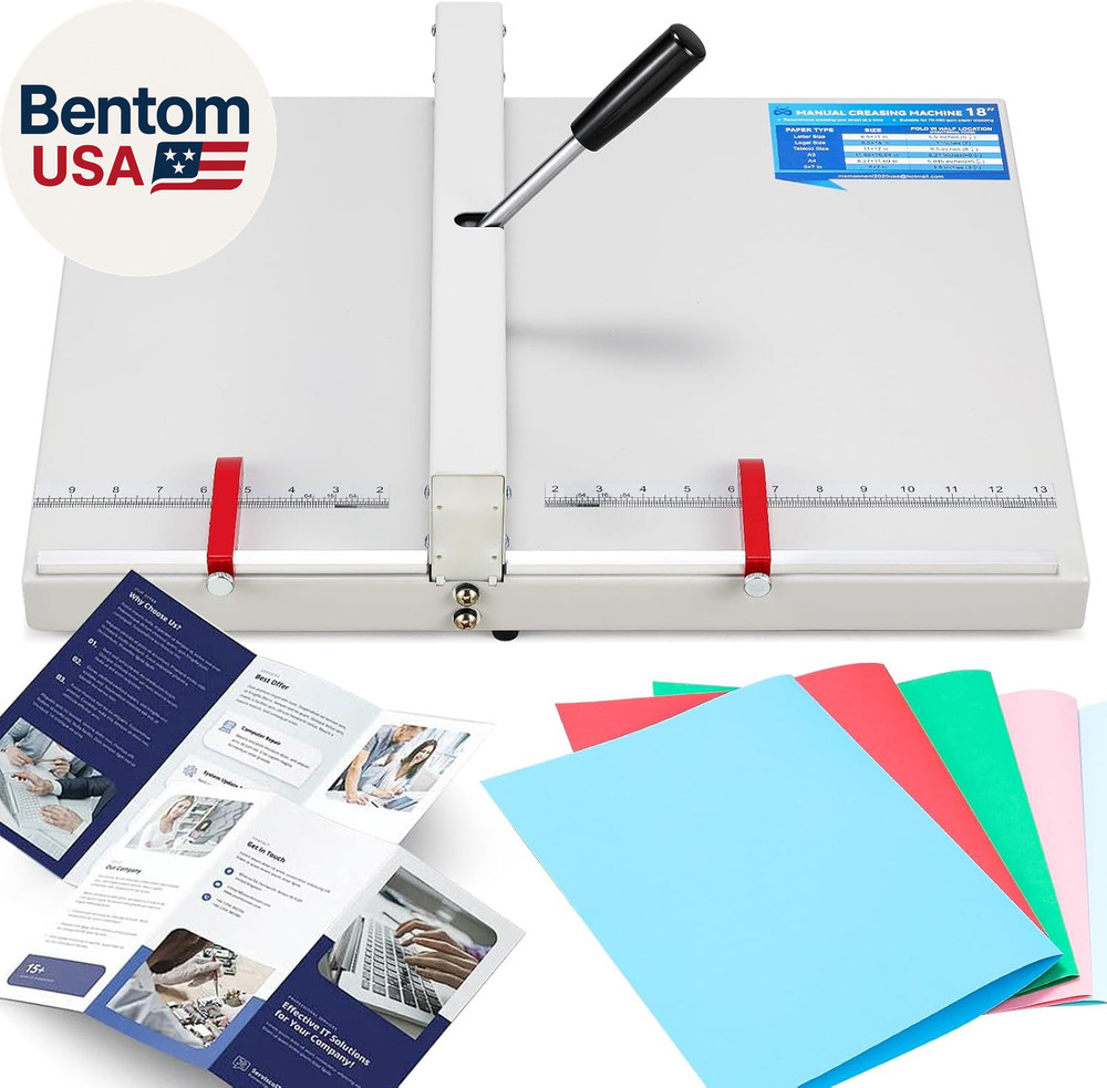 Manual Creasing Machine 18’’ with Positioning Blocks, Imperial Scale, 70-450G Th