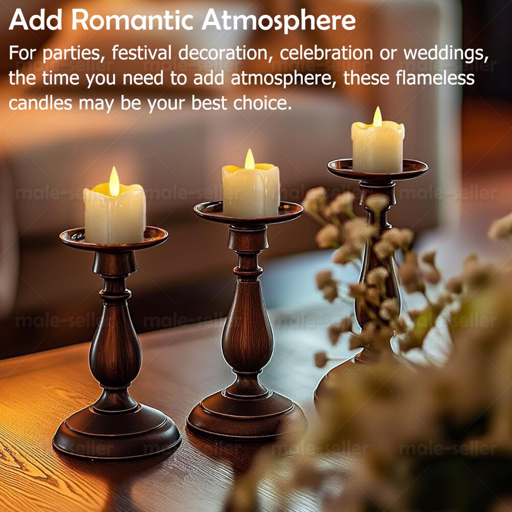 6pcs Flickering Real Wax LED Tea Light Votive Candles with Timer Remote Control