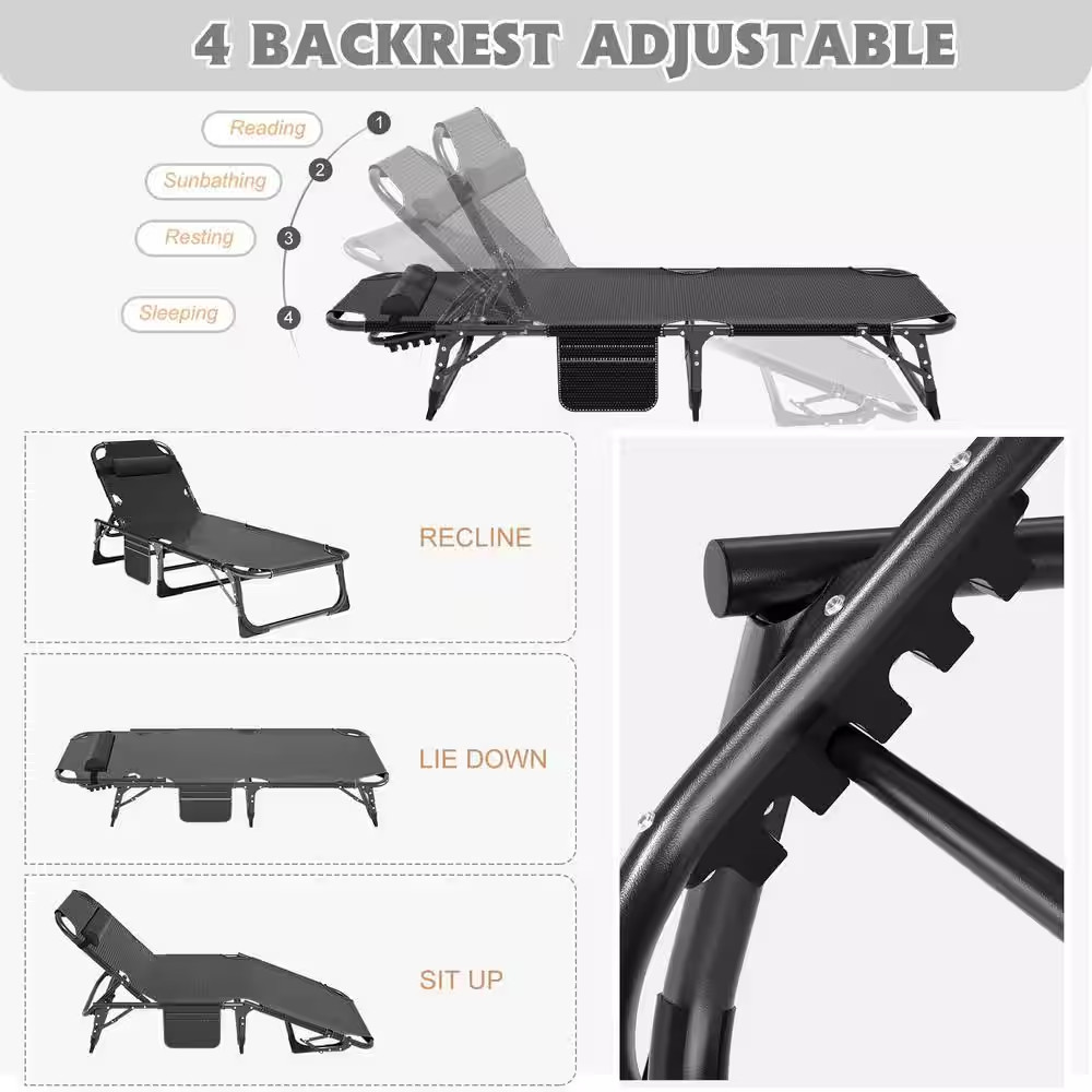Folding Sleeping Cots Bed with Mattress and Pillow, Folding Camping Cot, Adjusta
