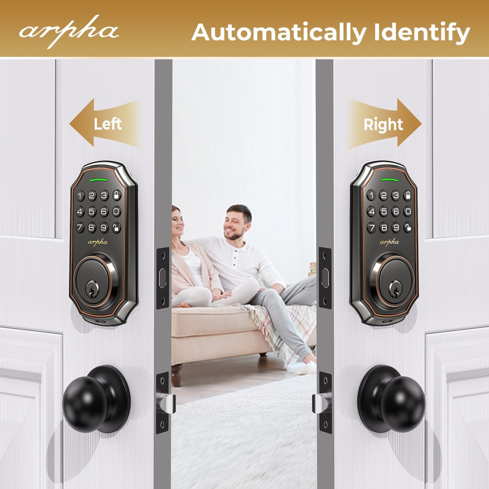 ARPHA Smart Keyless Entry Deadbolt Lock AutoLock Keypad Anti-Peeping 100 Codes