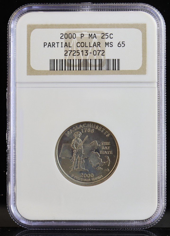 2000 Massachusetts State Quarter Partial Collar NGC MS65