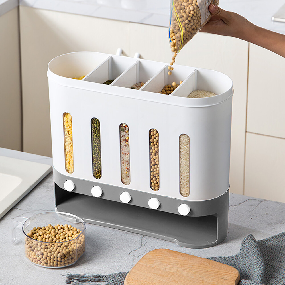 Cereal Dispenser Rice Grain Dry Food Container Storage Wall Mounted Case Kitchen
