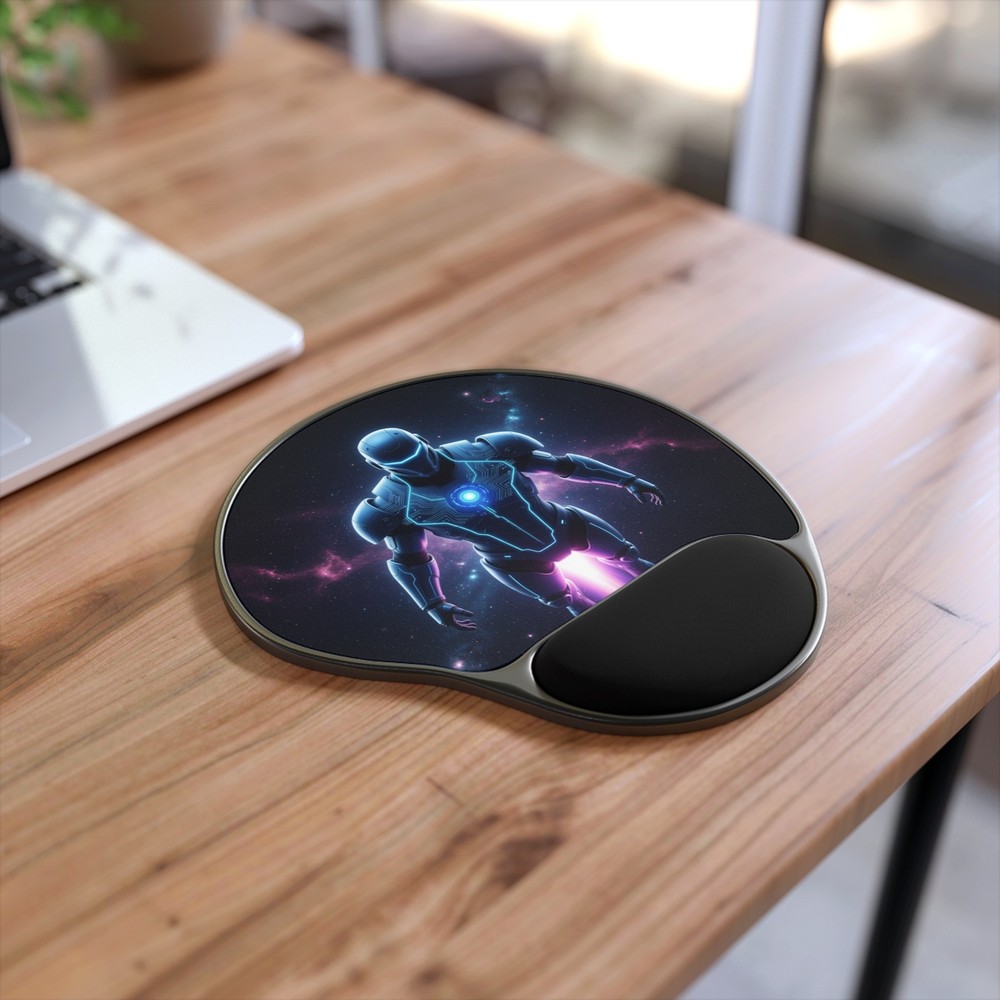 Futuristic Space Robot Mouse Pad with Wrist Rest | Sci‑Fi