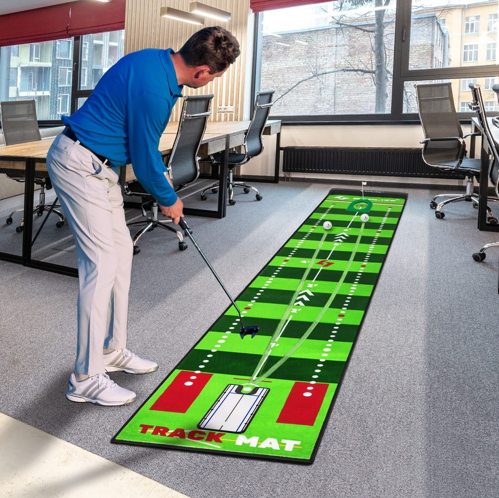SAPLIZE Golf Putting Practice Mat Adjustable Slope Trajectory Tracking & Fun