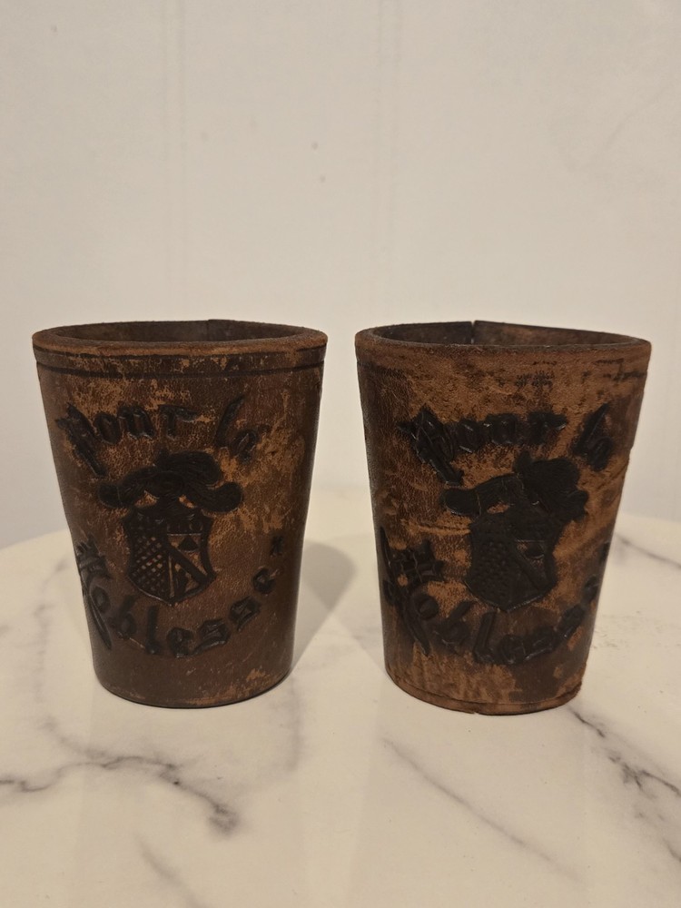 Vintage Dice Cup Thick Leather 4" Tall (Two)