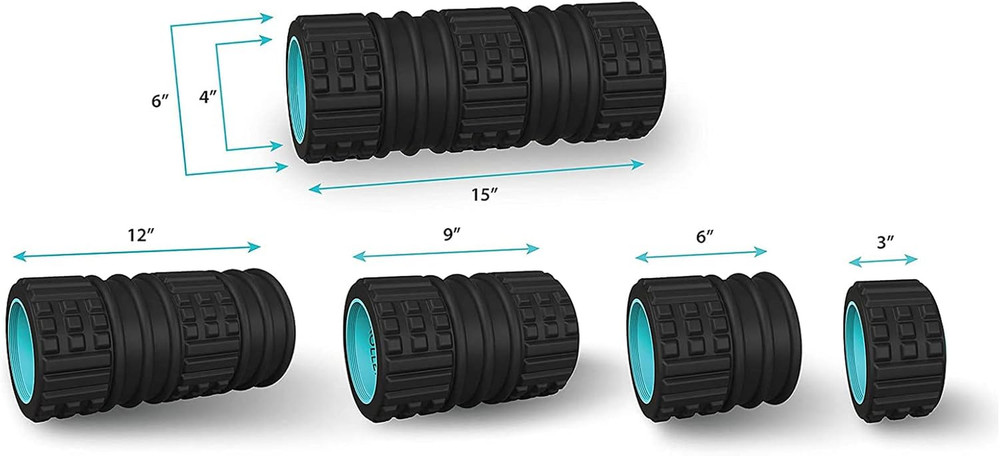 ROYO Foam Roller - 15 In. Adjustable Length, Medium Density Deep Tissue Massager