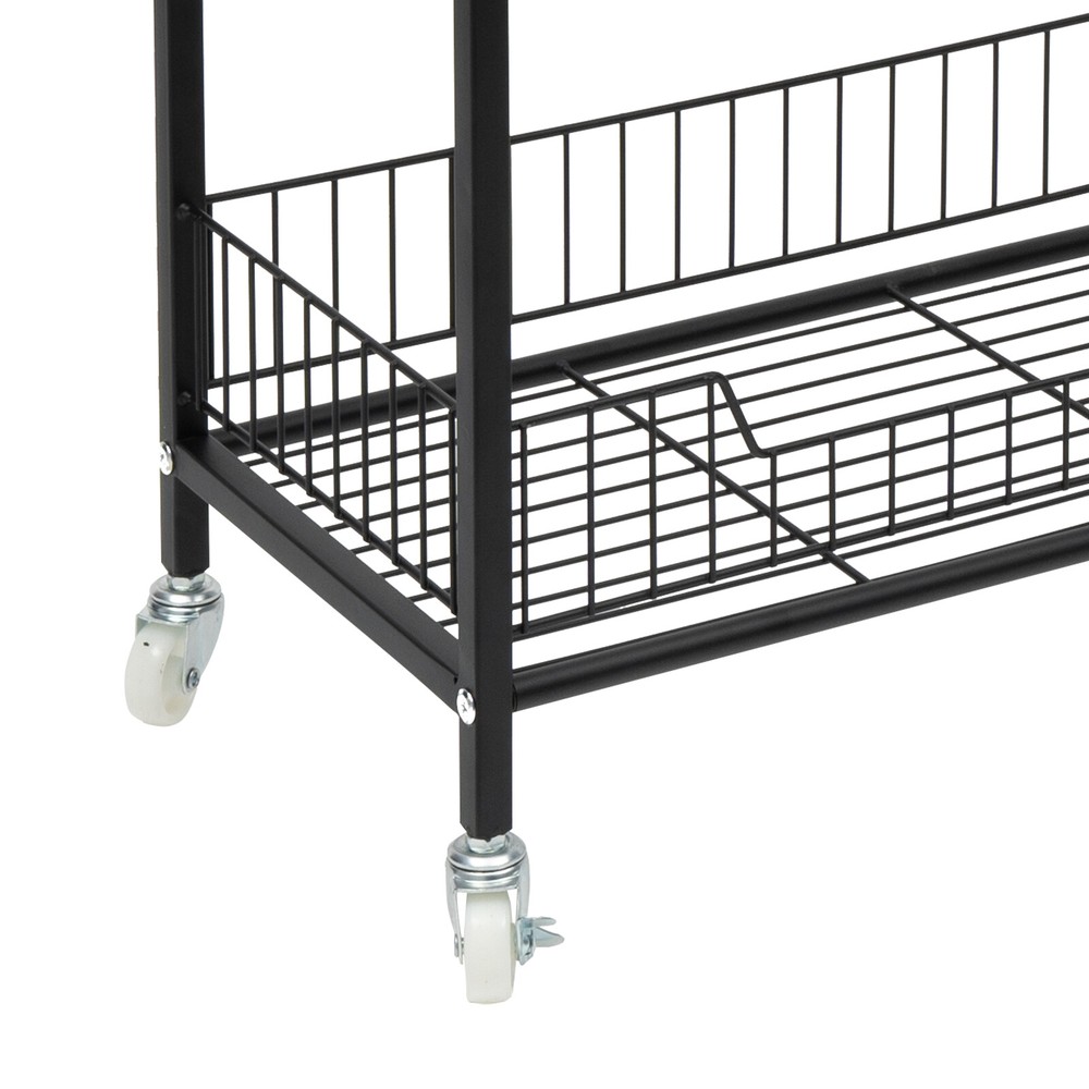 4-Tier Adjustable Rolling Snack Rack with Hanging Board - Freestanding Display