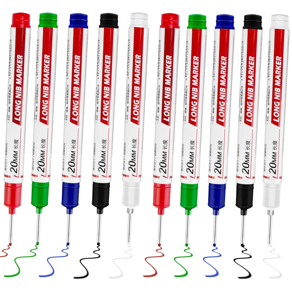 10 Pcs Long Head Deep Hole Marker - Long Nib Marker Multi-purpose Deep Hole M...