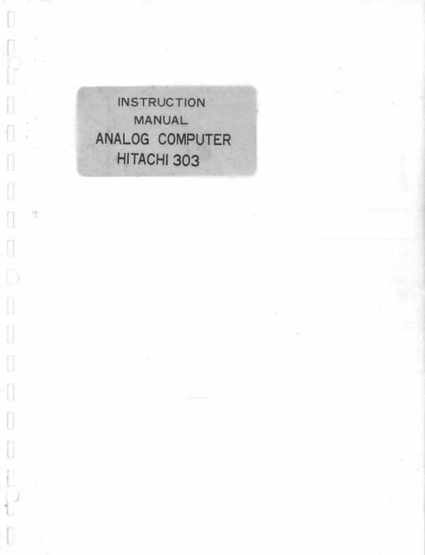 Hitachi 303 Analog Computer Instruction Manual PDF Copy 4G USB Stick