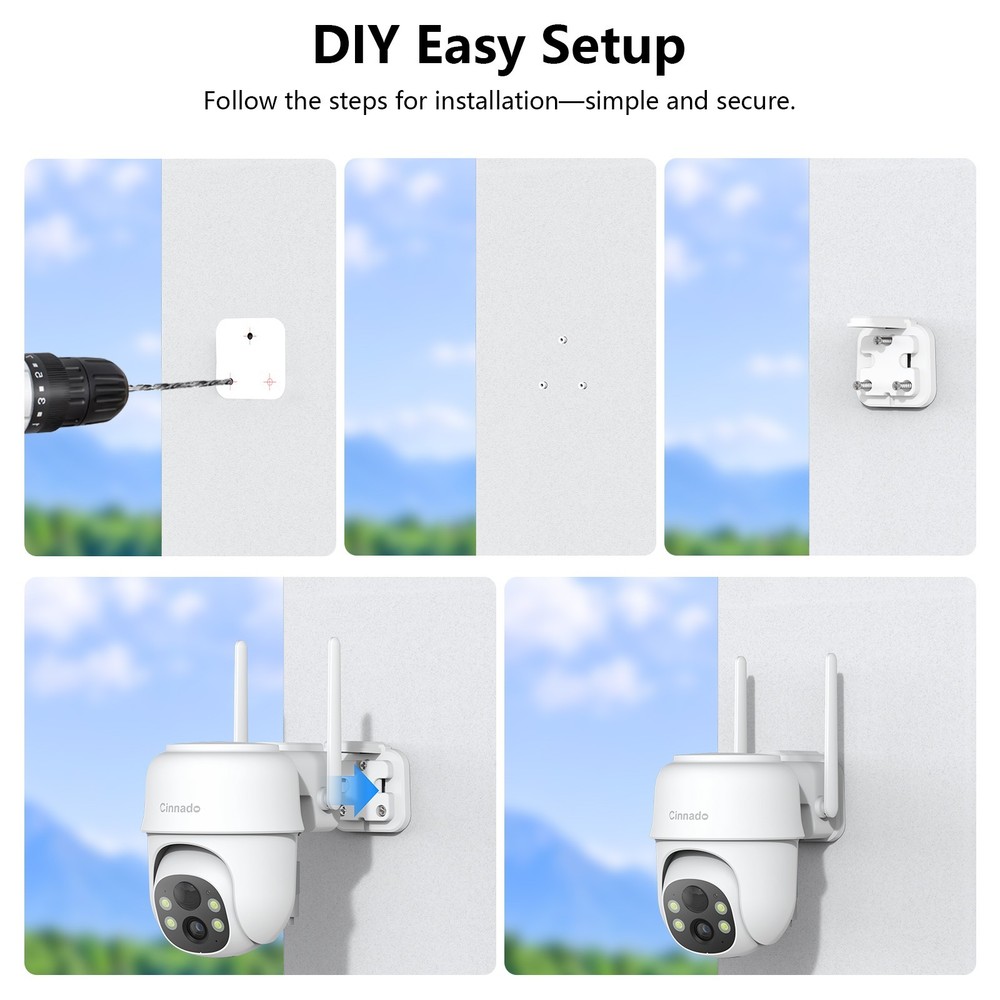 4Pack 2K Wireless Security Camera Solar Panel Color Night Vision 3MP Outdoor Cam