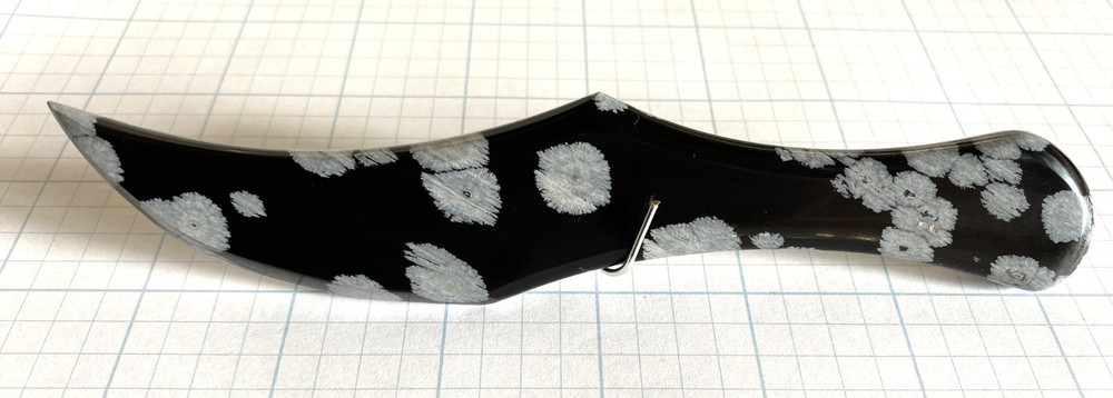 Gemstone knife for art display (Snowflake Obsidian)