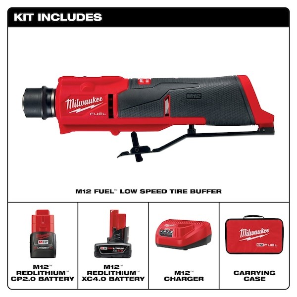 Milwaukee Tool 2409-22 M12 Fuel Low Speed Tire Buffer Kit