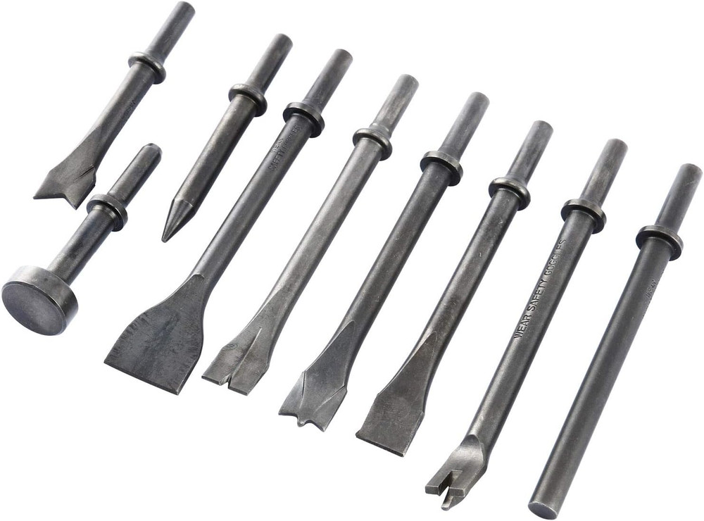 Pneumatic Chisel Set 9Pcs Air Hammer Punch Chipping Bits Tool