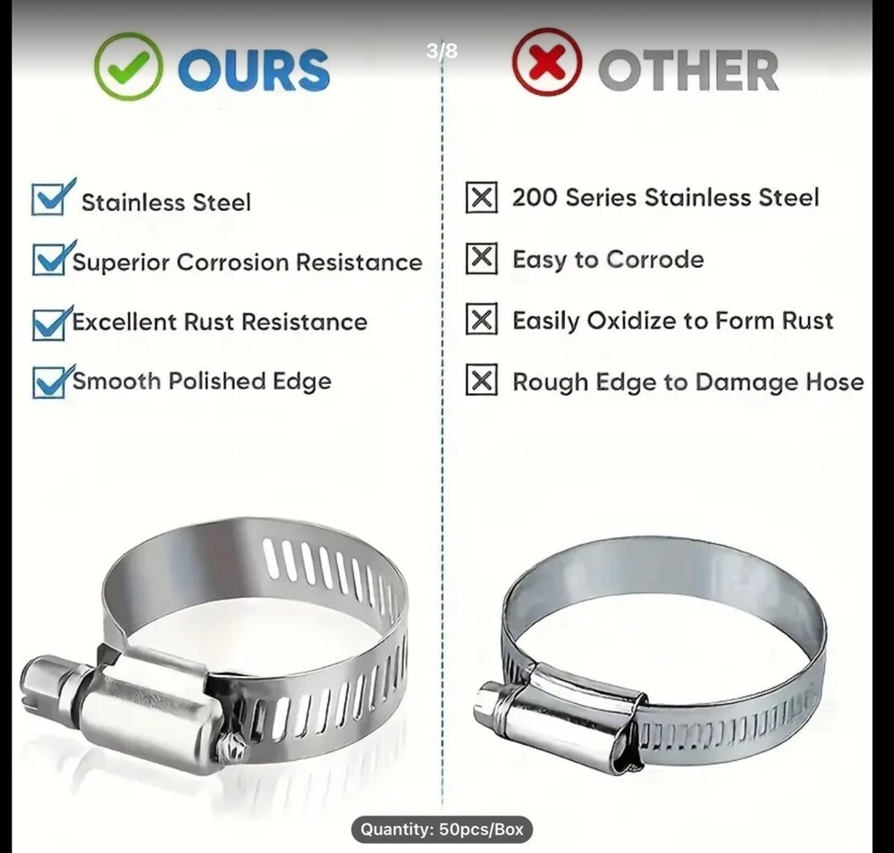 50pcs Stainless Steel Hose Clamp