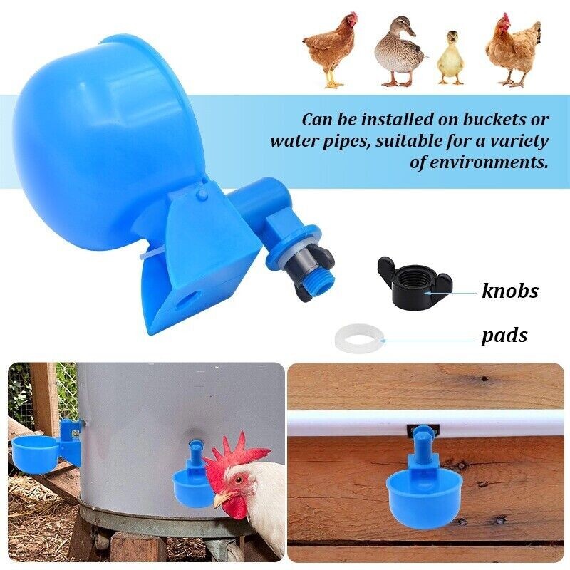 10PCS Automatic Water Cups Poultry Drinker Waterer Chicken Duck Quail Drinking