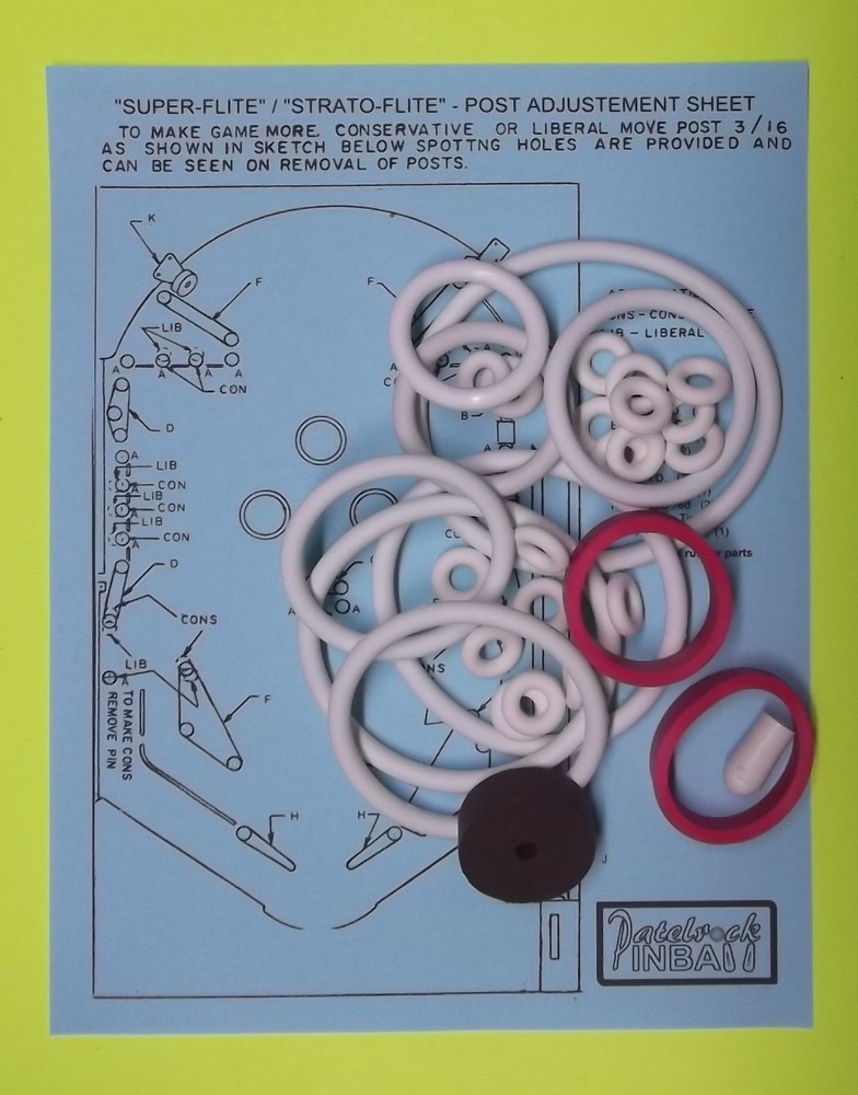 1974 Williams Super Flite / Strato Flite Pinball Machine Rubber Ring Kit