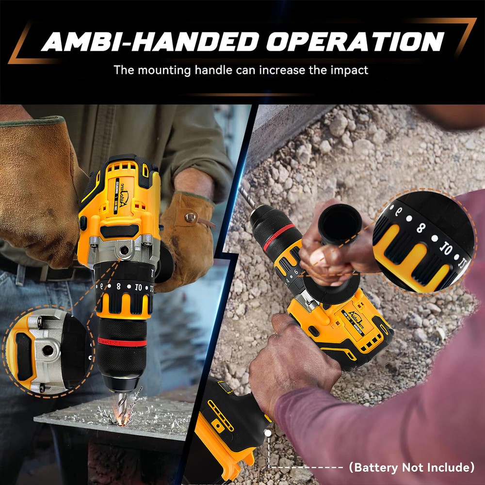 13mm Cordless Brushless Compact Impact Drill Driver Tools For Dewalt 20V Battery