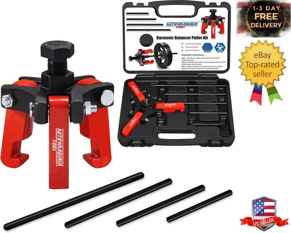 Harmonic Balancer Puller with Adjustable 3-Jaw Puller Kit, Forcing ... Fast Ship