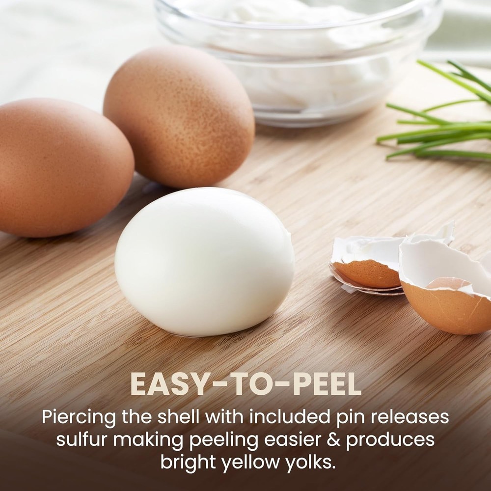 Voice Alerts Easy Egg Cooker 7-Egg Capacity Soft Medium Plastic