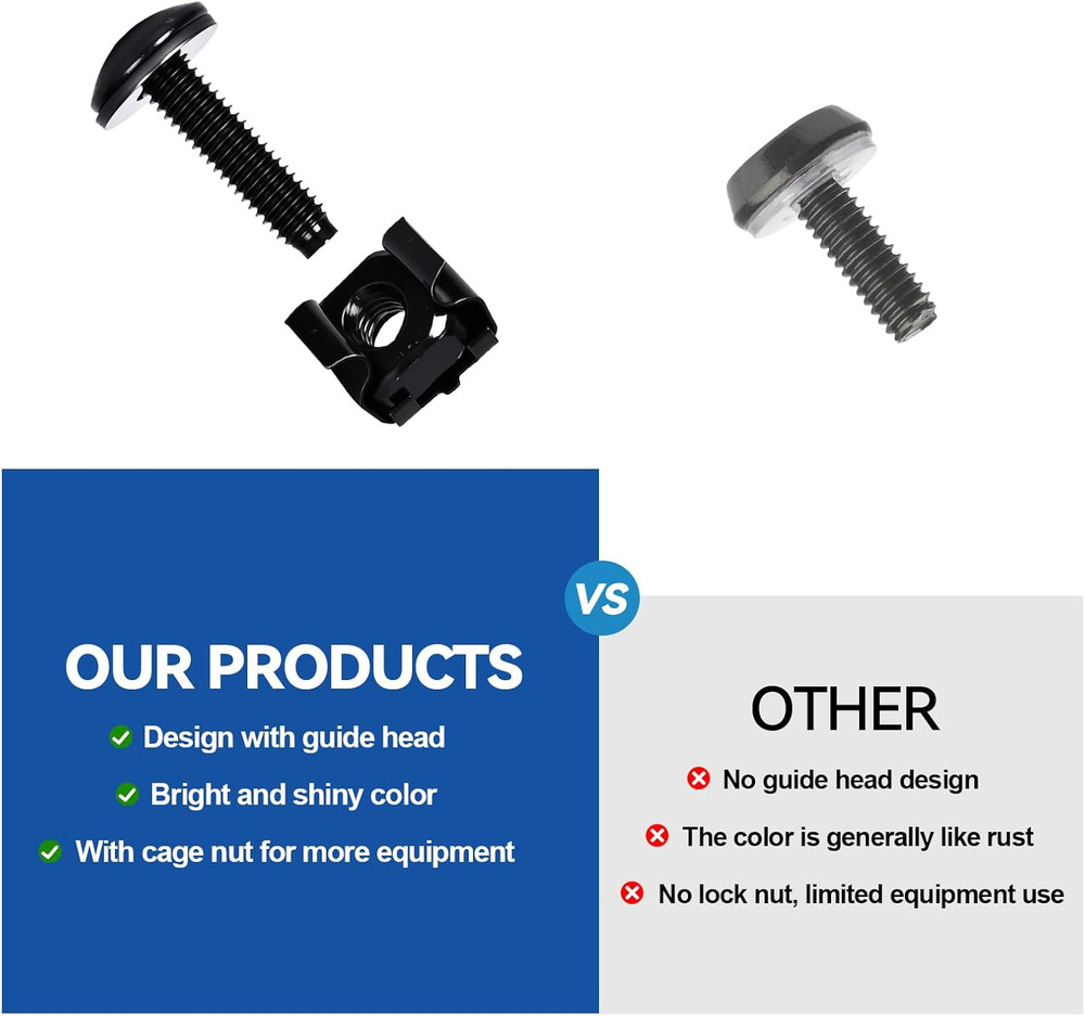 30-Pack 10/32 Set Rack Screws with Nylon Washers and Cage Nuts for Server Rac...