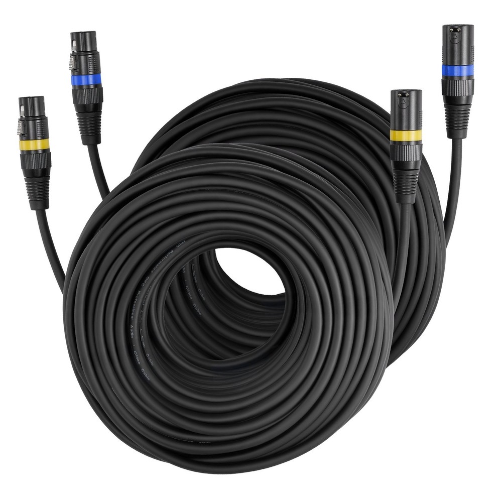 XLR Cable 100 ft 2 Pack Shielded Balanced DMX Male Female Microphone Cable