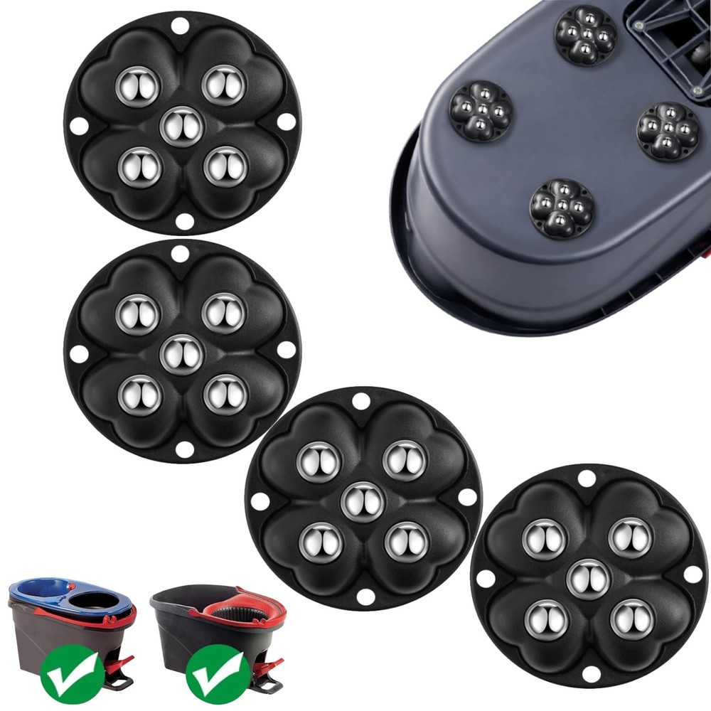 4 PCS Caster Wheels 360° Rollers Compatible with Ocedar Bucket,Self Adhesive ...