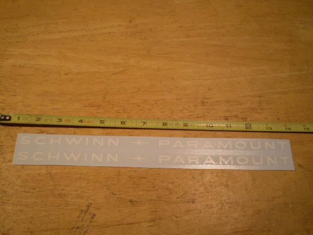 Mint Original Schwinn White Paramount Bicycle Decals