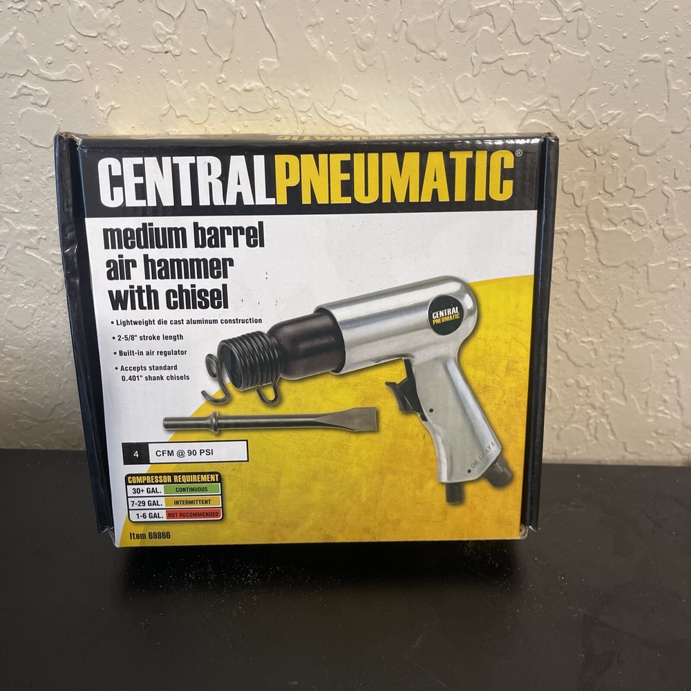 Air Impact Hammer : Medium Barrel with Chisel & Built-In Regulator