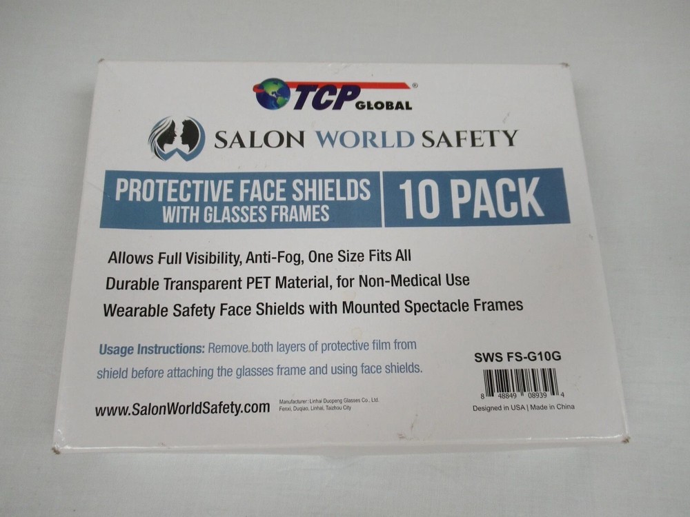 Protective Face Shields with Sealed Glasses Frames - 7 pack