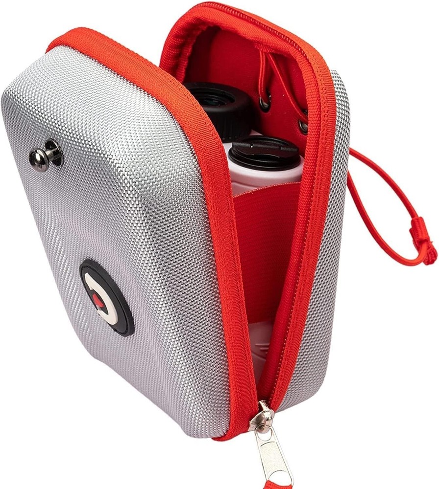 Compact Silver-Red Golf Rangefinder Case - Lightweight & Durable Protection