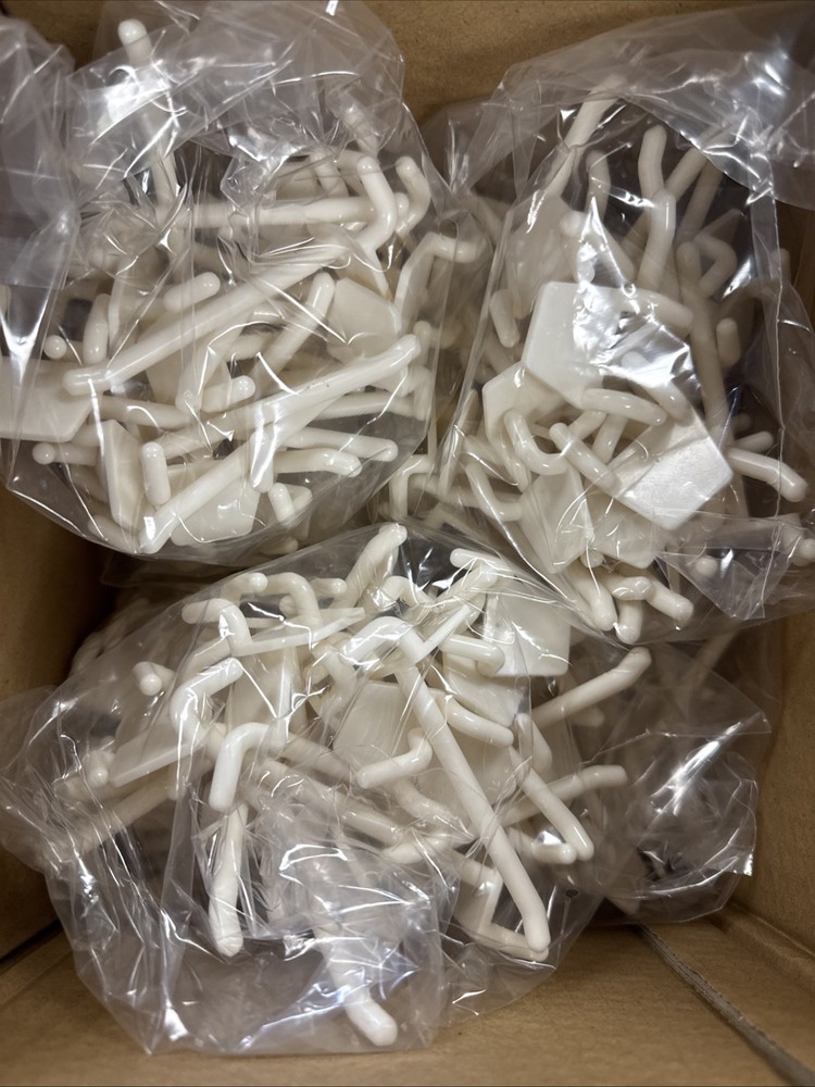 White Plastic Pegboard Hooks 3.5” Length, 200pcs Per Box