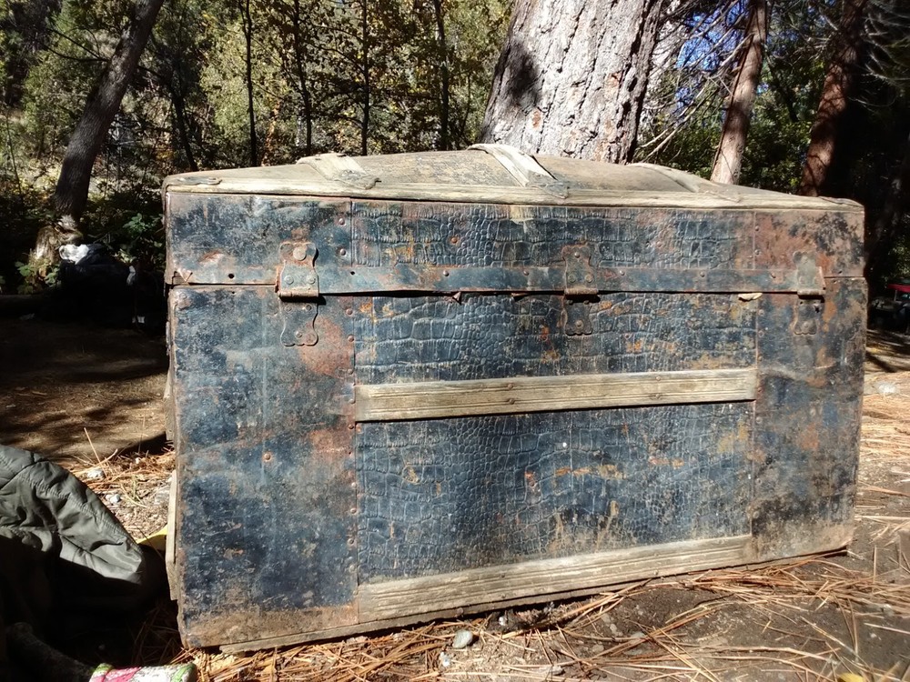 antique steamer trunk with double lock
