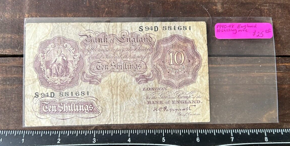 Vintage 1940-48 England 10 Shilling Note