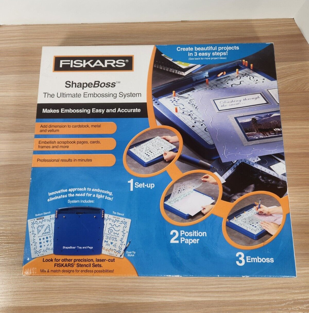 Fiskars Shape Boss Ultimate Embossing System Stencil Set NEW Card Scrapbook