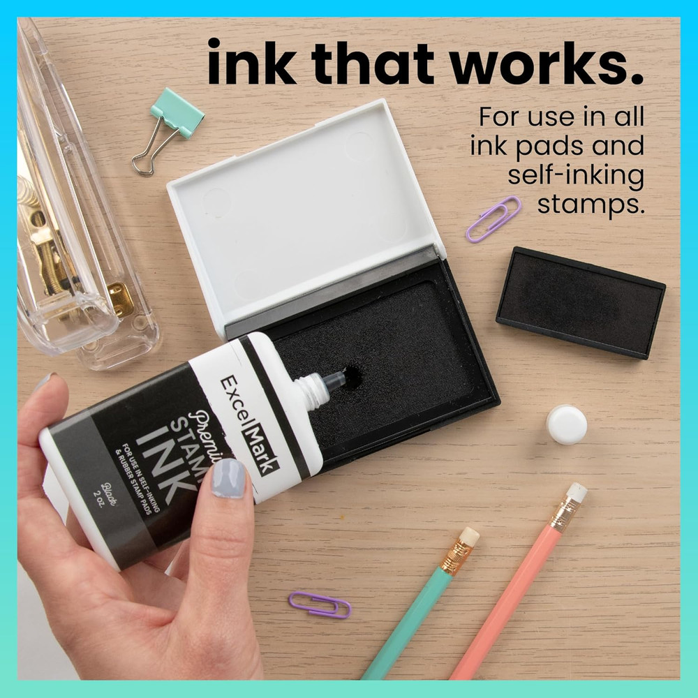 Self Inking Stamp Refill Ink - 2 Oz. - Black Ink