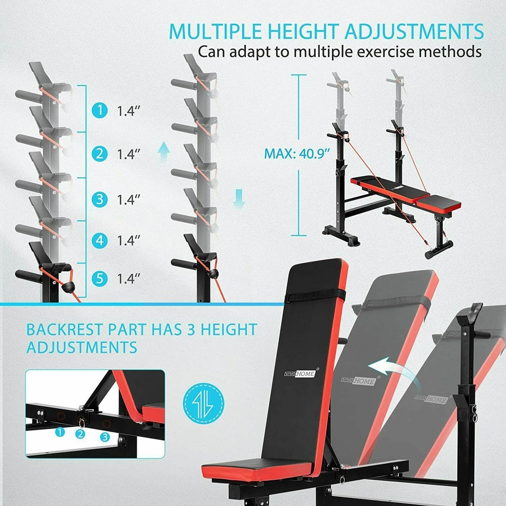 330lbs-Olympic Weight Bench Press Set Multi-Function Folding Fitness Equipment🔥