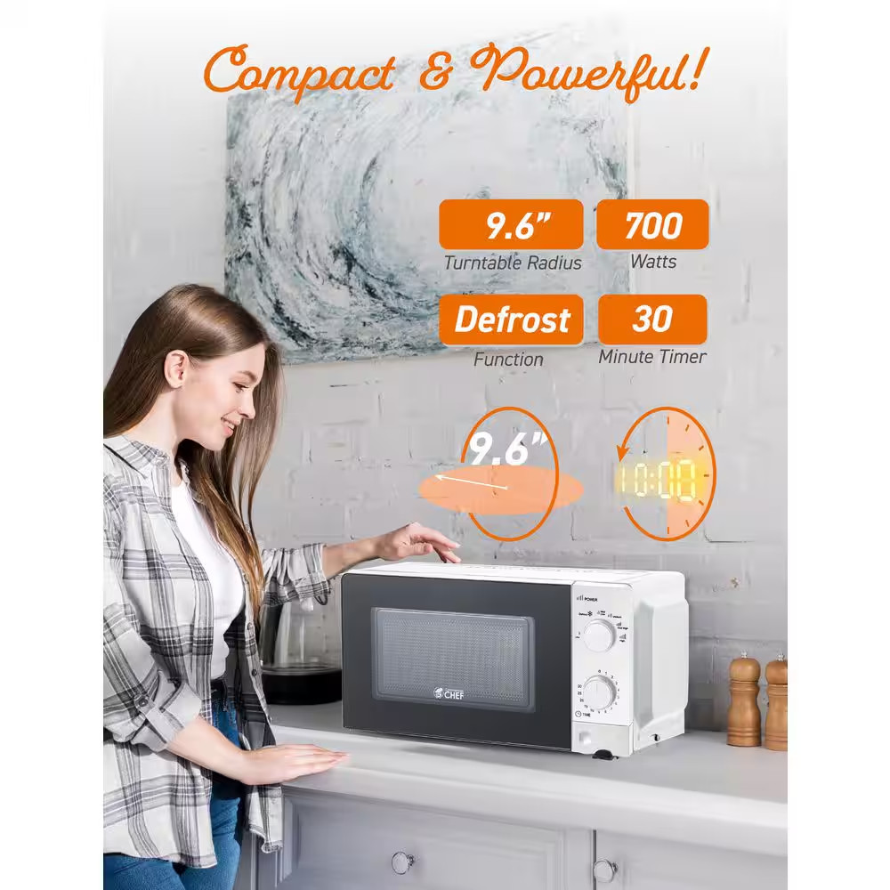 0.6 Cu. Ft. Counter Top Microwave, White