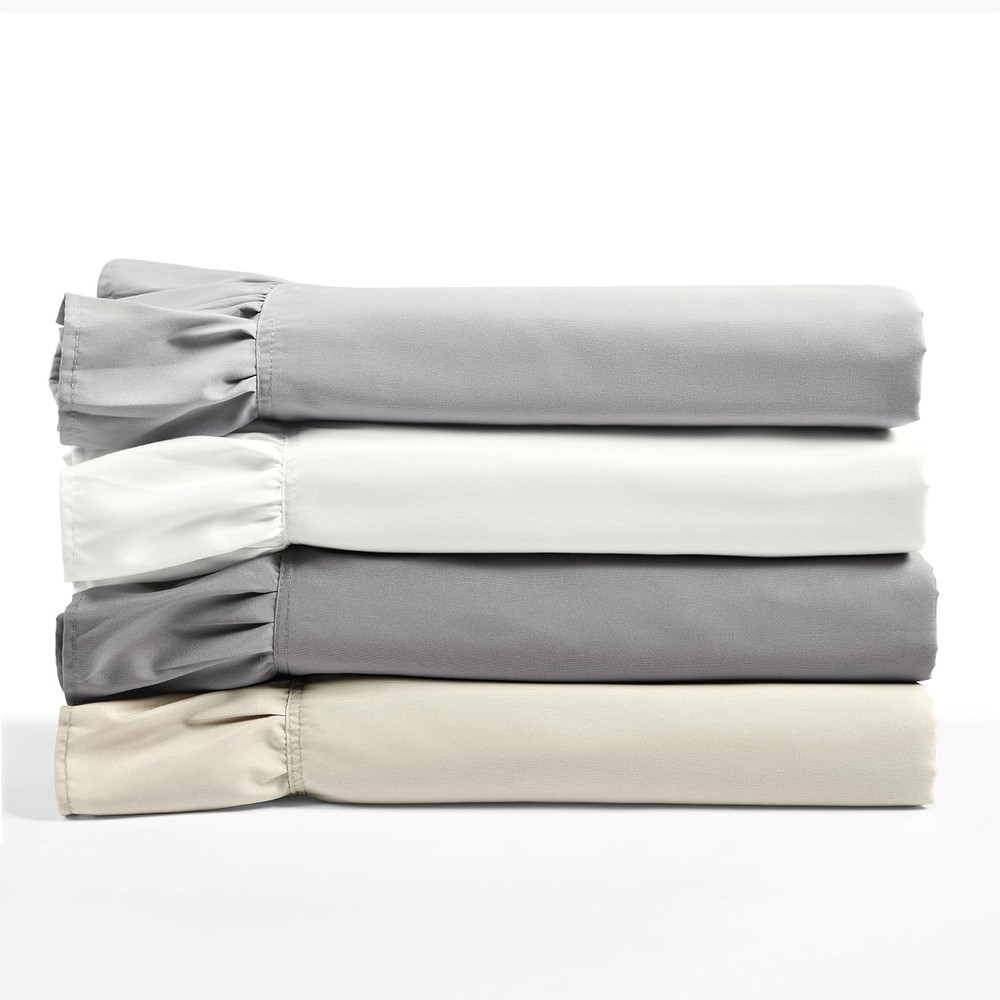 Reyna Ruffle Sheet Set 6 Piece Set Queen, White -Queen Sheets - White Bed Sheets