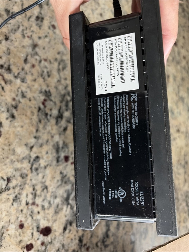 Spectrum Cable Modem Router Combo WiFi Unit Black Untested