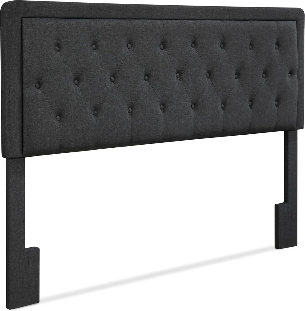 Charcoal Grey King Size Tufted Headboard with Adjustable Height and Soft Fabric