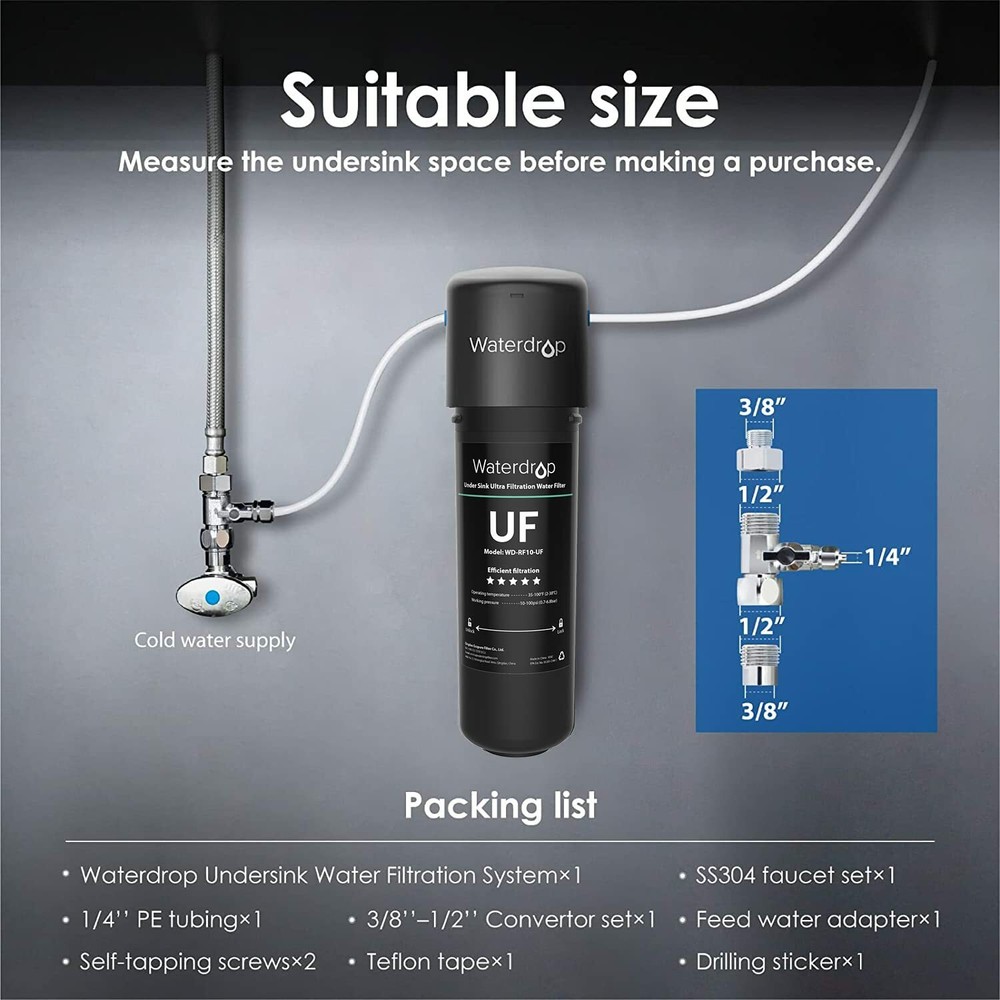 Waterdrop 10UB-UF Under Sink Water Filter with Dedicated Faucet