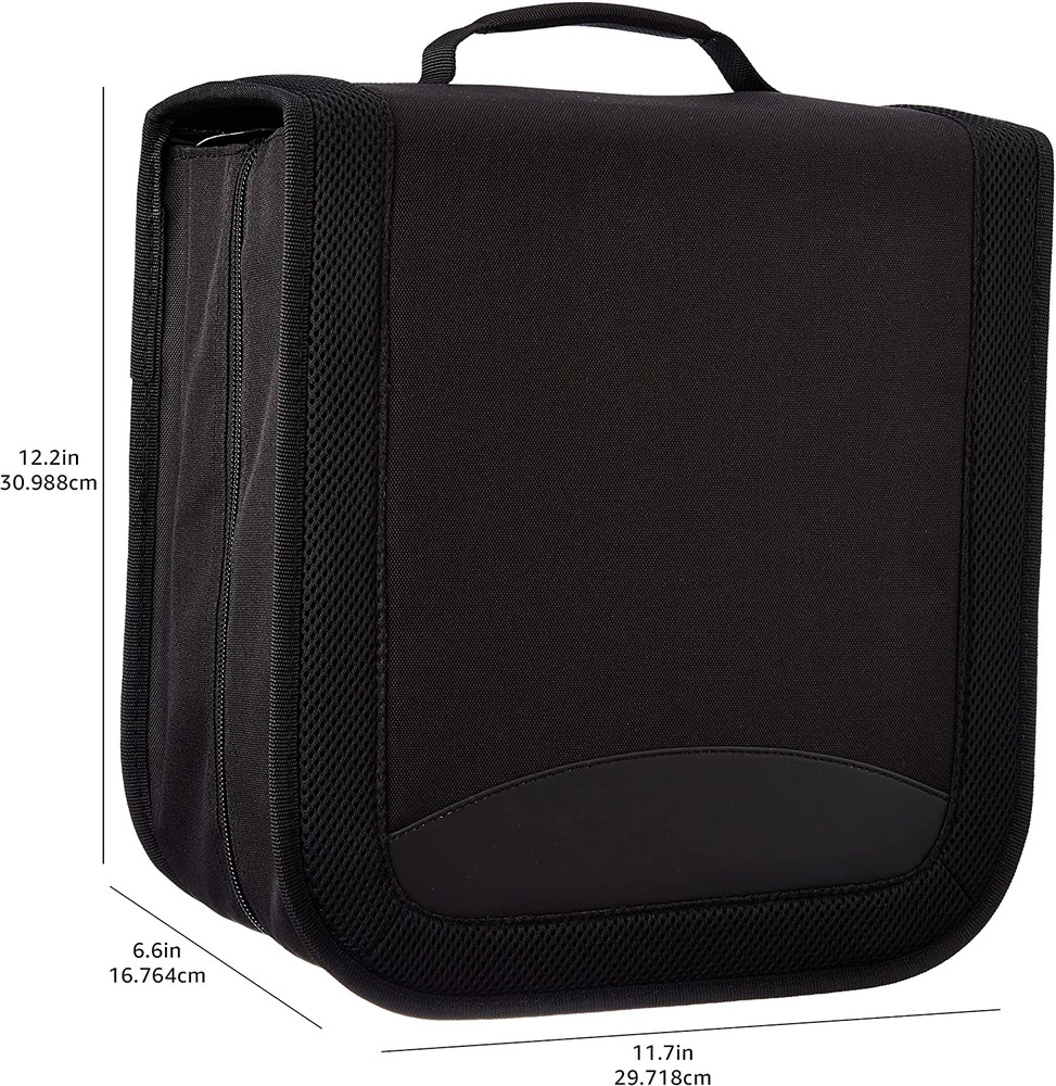 Polyester CD/DVD Portable Storage Binder with Handle, 400-Capacity, Black