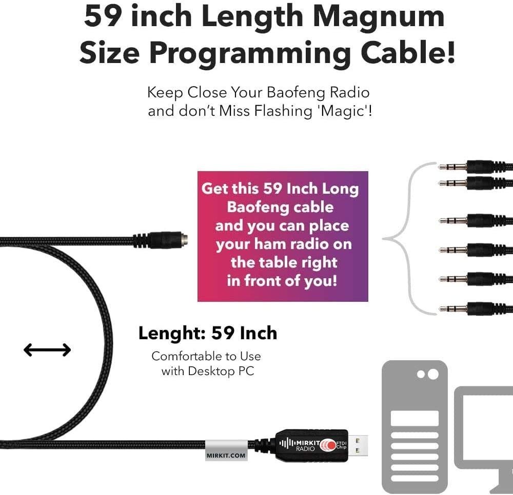 Durable 6 in 1 FTDI Programming Cable for Ham Radios – Plug and Play Feature