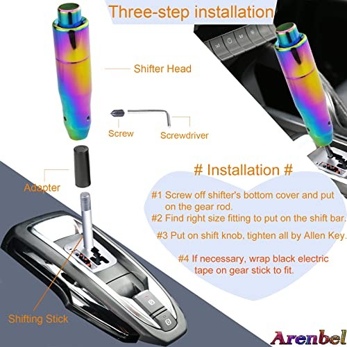 5" Long Weighted Gear Stick Shift Handle Automatic Push Button Colorful