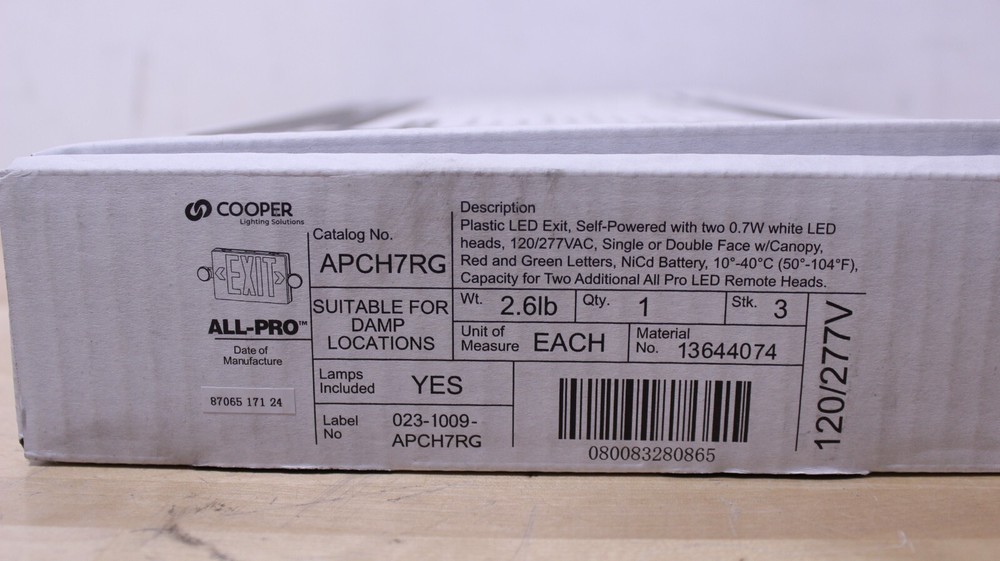 Cooper Lighting/Sure-Lite All-Pro APCH7RG Red/Green Exit Sign & Emergency Light